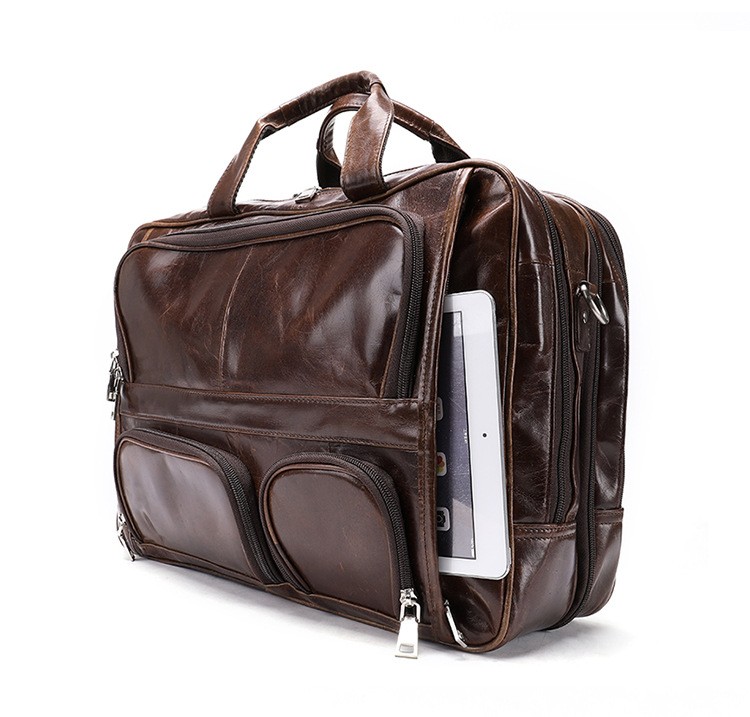 Luxury Cowhide Business Bag, High Quality Briefcase - BagsWish