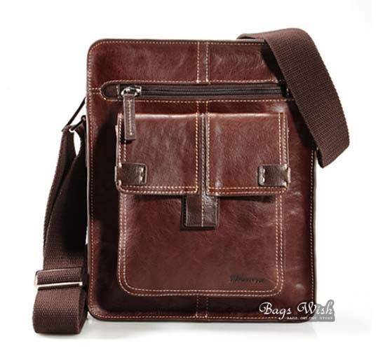 Men leather messenger bag coffee, brown mens vintage leather bag - BagsWish